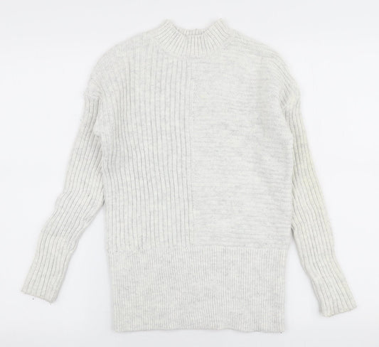 Primark Womens Grey High Neck  Cotton Pullover Jumper Size 6