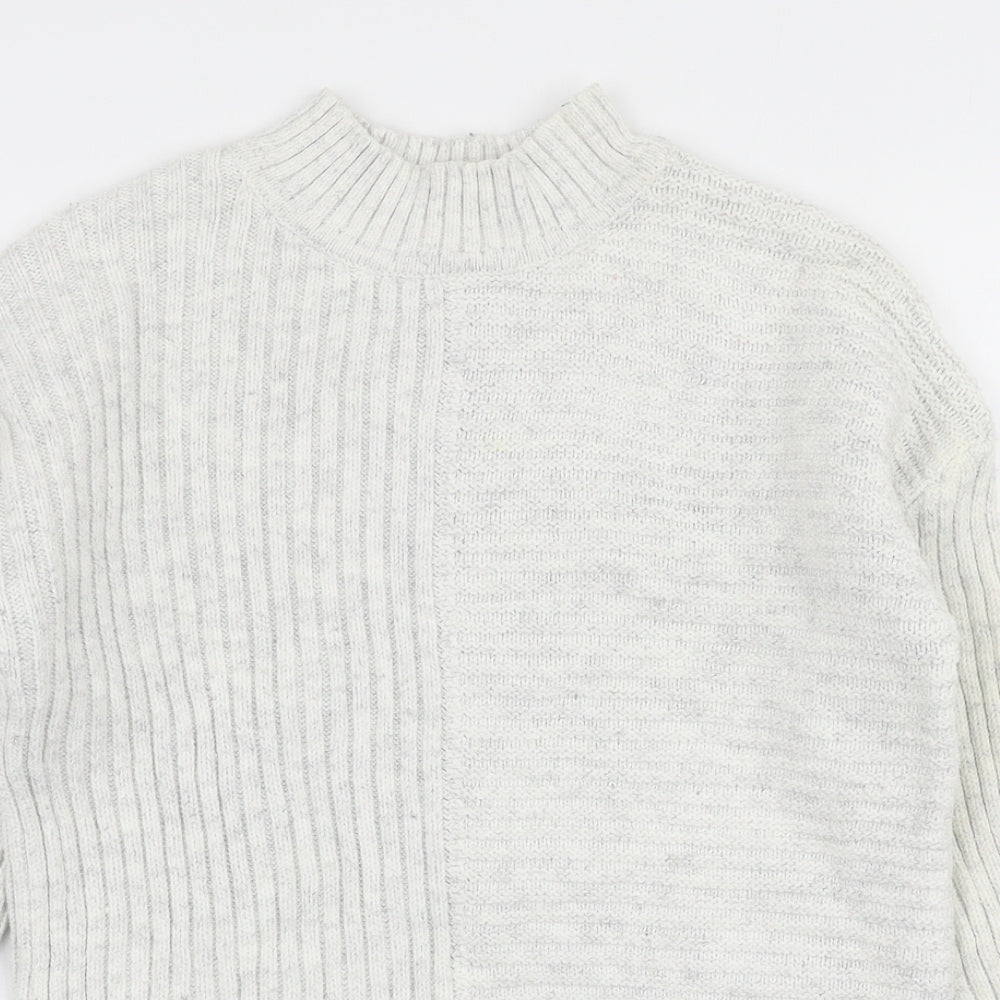 Primark Womens Grey High Neck  Cotton Pullover Jumper Size 6
