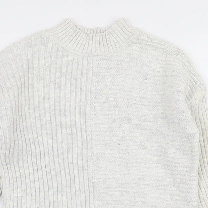 Primark Womens Grey High Neck  Cotton Pullover Jumper Size 6