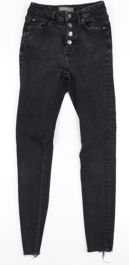 Denim Co Womens Black  Cotton Skinny Jeans Size 8 L27 in Slim Button