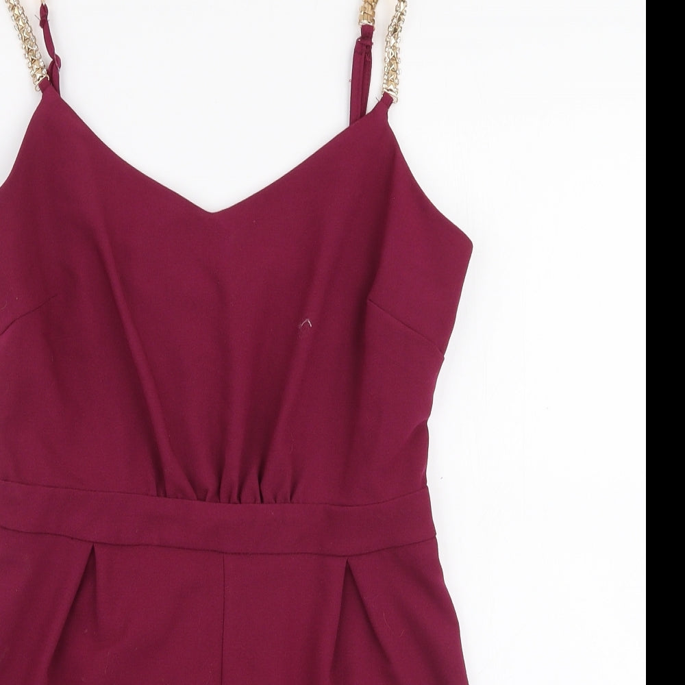 New Look Womens Purple  Polyester Playsuit One-Piece Size 8 L3 in Zip