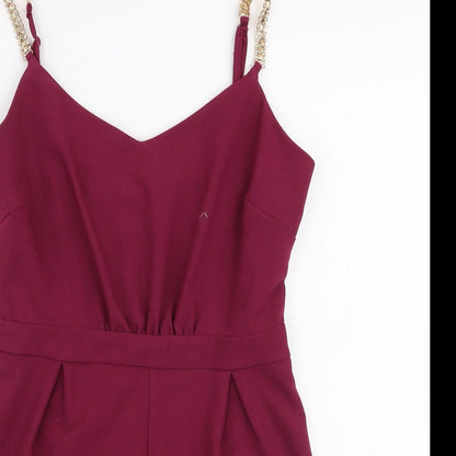 New Look Womens Purple  Polyester Playsuit One-Piece Size 8 L3 in Zip
