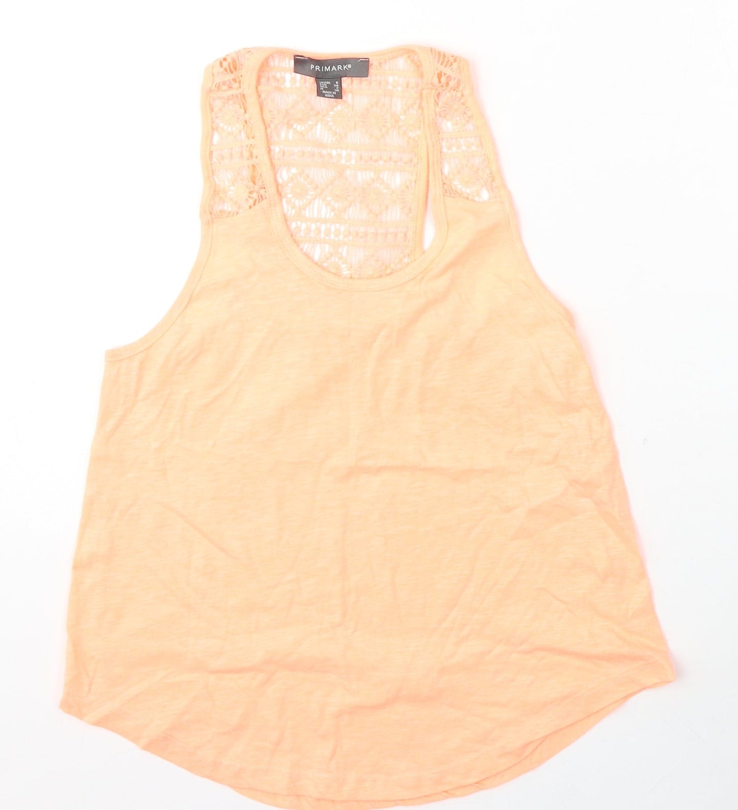Primark Womens Orange  Polyester Basic Tank Size 6 Round Neck