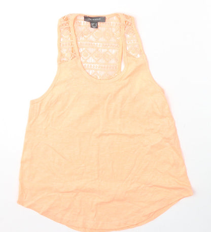 Primark Womens Orange  Polyester Basic Tank Size 6 Round Neck