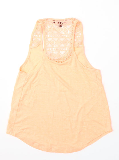 Primark Womens Orange  Polyester Basic Tank Size 6 Round Neck