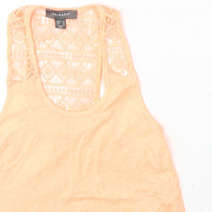 Primark Womens Orange  Polyester Basic Tank Size 6 Round Neck