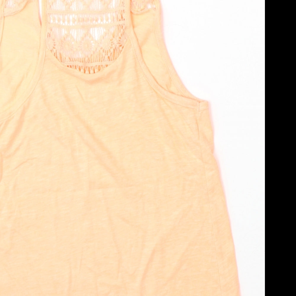 Primark Womens Orange  Polyester Basic Tank Size 6 Round Neck