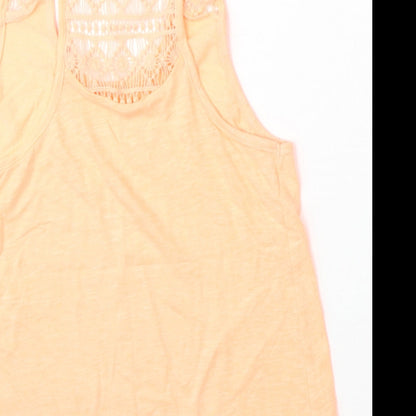 Primark Womens Orange  Polyester Basic Tank Size 6 Round Neck