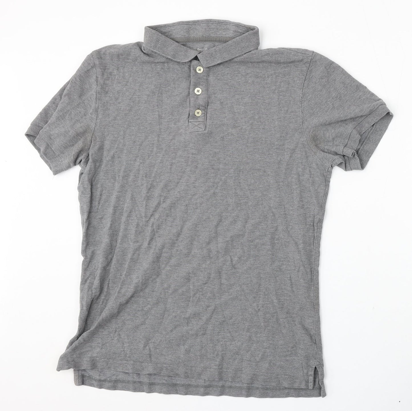 Gap Mens Grey  Polyester  Polo Size L Collared Button