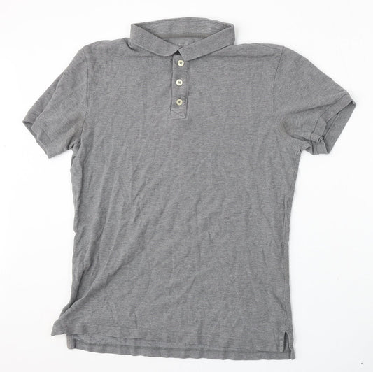 Gap Mens Grey  Polyester  Polo Size L Collared Button