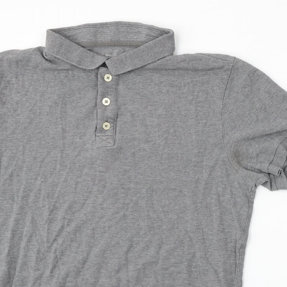 Gap Mens Grey  Polyester  Polo Size L Collared Button