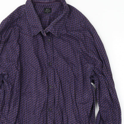ACW85 Mens Purple Geometric Cotton  Button-Up Size 2XL Collared Button