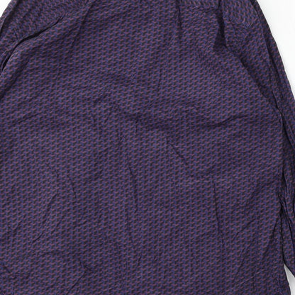 ACW85 Mens Purple Geometric Cotton  Button-Up Size 2XL Collared Button