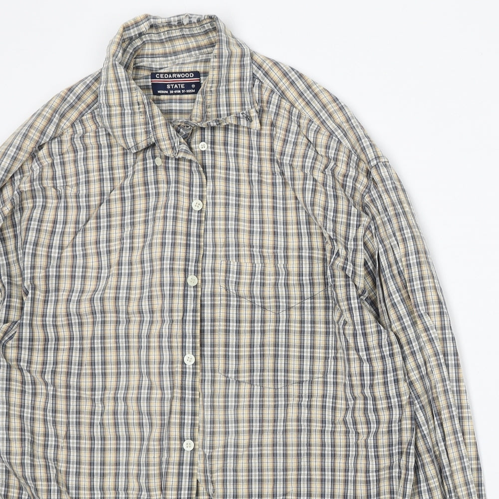 Mens UK Size M Cedar Wood State Yellow  Button-Up Long Sleeve Casual Shirt