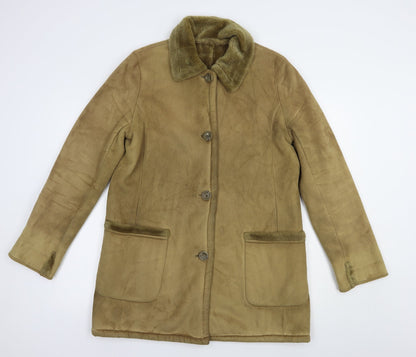 Preworn Womens Beige   Pea Coat Coat Size M  Button