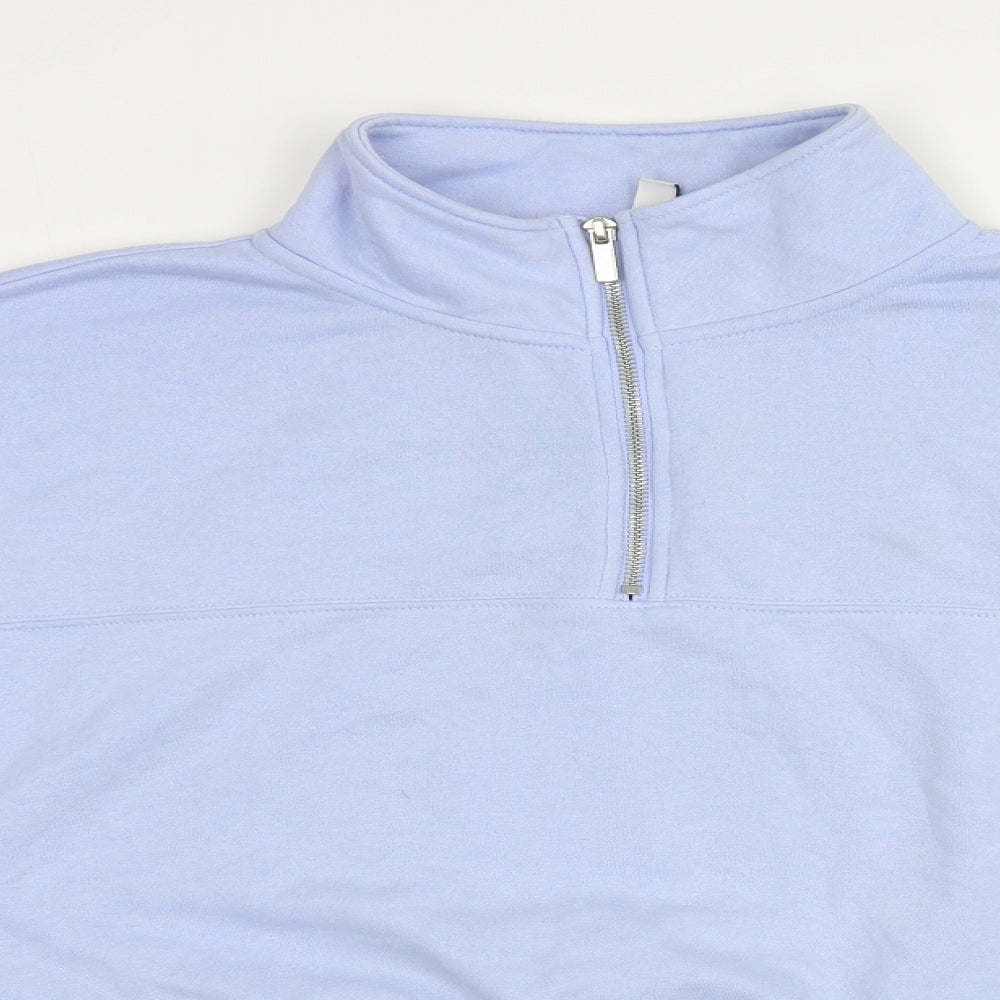 H&M Womens Blue  Cotton Pullover Sweatshirt Size XL  Zip