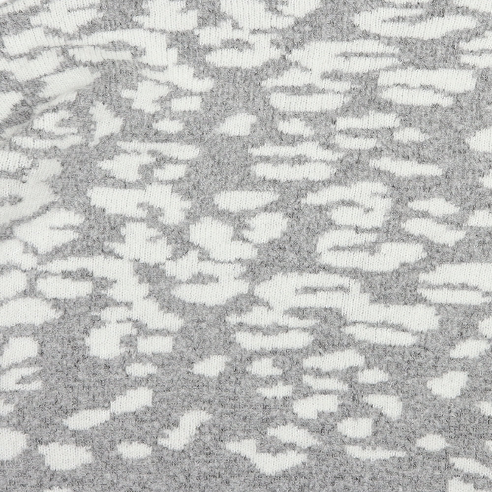 F&F Womens Grey Mock Neck Animal Print Acrylic Pullover Jumper Size 12