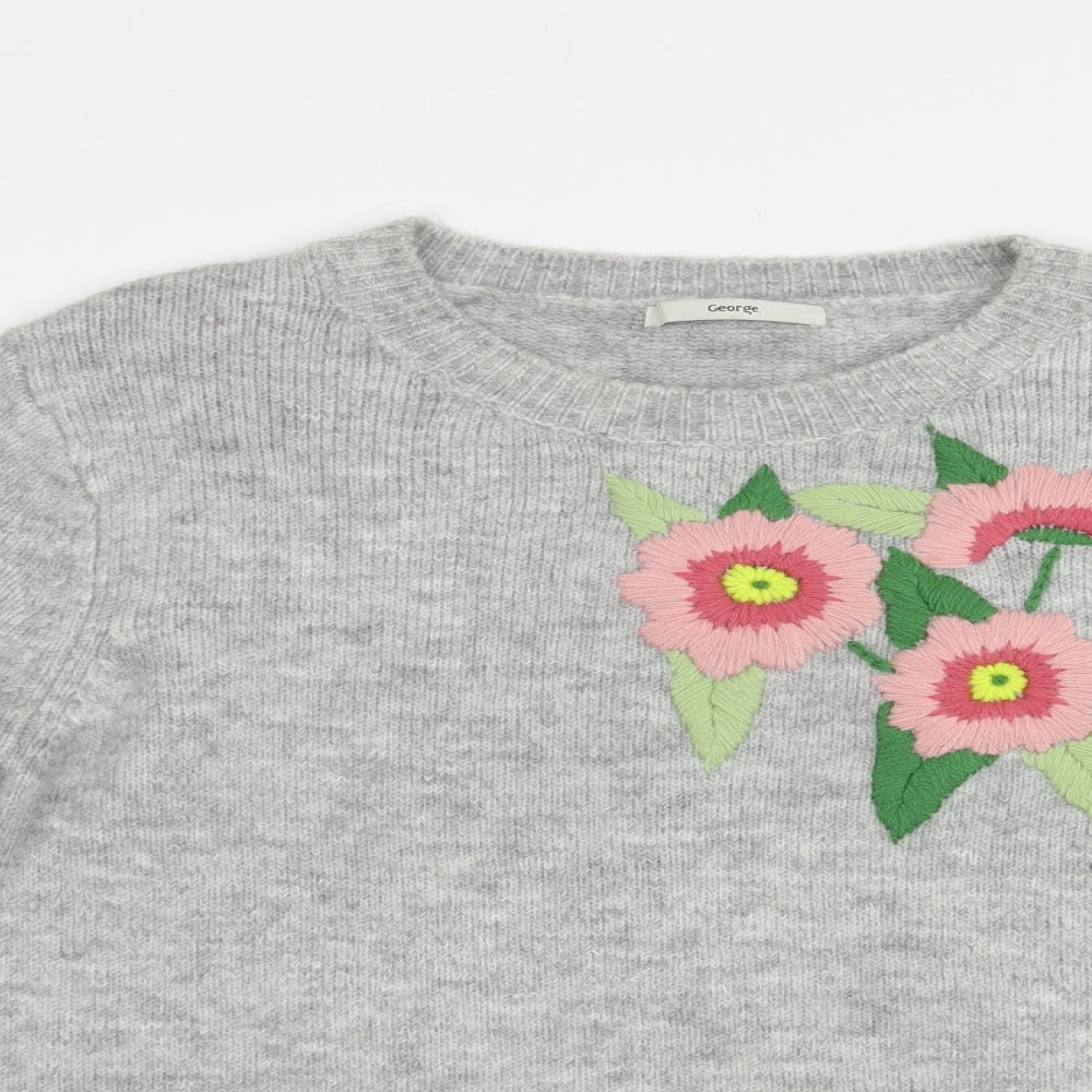 George Womens Grey Crew Neck  Acrylic Pullover Jumper Size 12