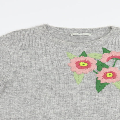 George Womens Grey Crew Neck  Acrylic Pullover Jumper Size 12