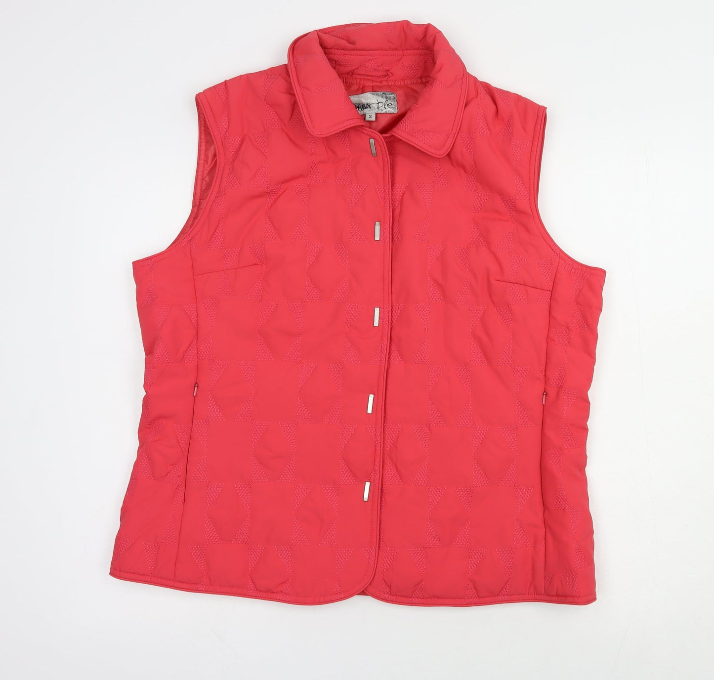 Marbel  Womens Pink Geometric  Gilet Waistcoat Size 14  Snap