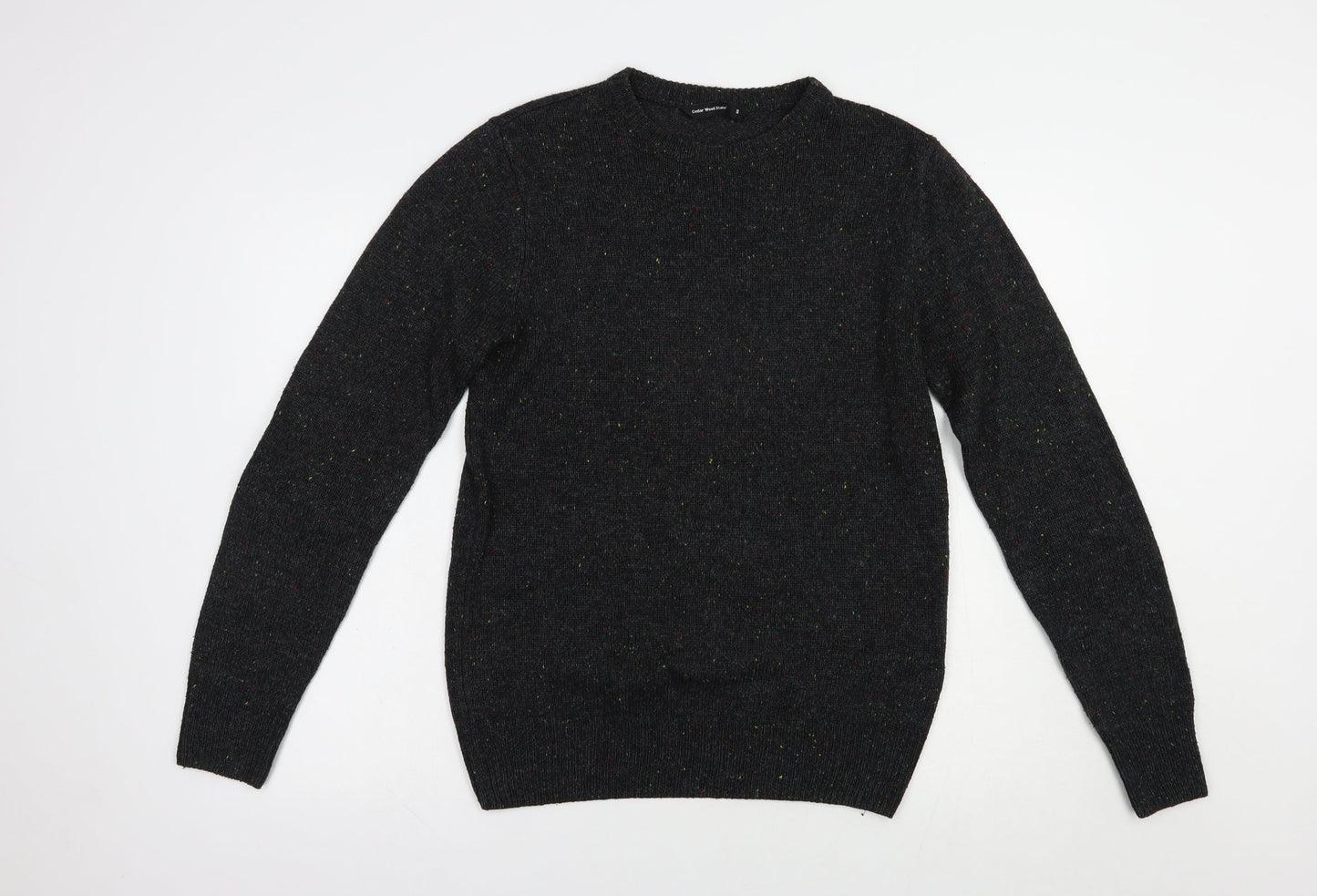 Cedar Wood State Mens Grey Crew Neck  Acrylic Pullover Jumper Size S