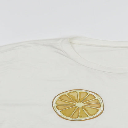 SheIn Womens White  Polyester Cropped Polo Size L Crew Neck