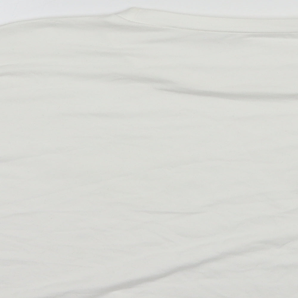 SheIn Womens White  Polyester Cropped Polo Size L Crew Neck