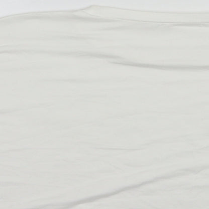 SheIn Womens White  Polyester Cropped Polo Size L Crew Neck