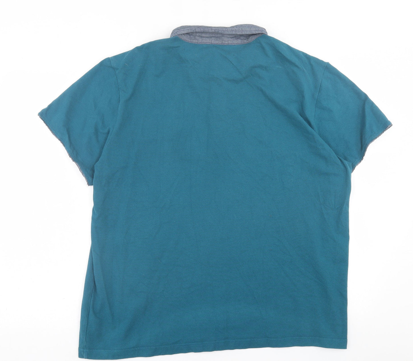 Cedar Wood State Mens Blue  Cotton  Polo Size 20.5 Collared Button