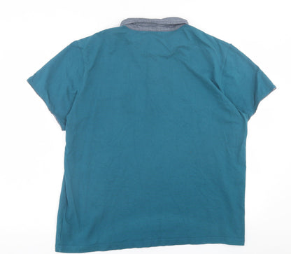 Cedar Wood State Mens Blue  Cotton  Polo Size 20.5 Collared Button