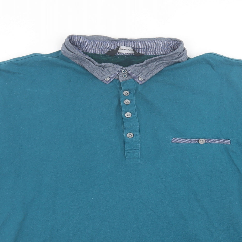 Cedar Wood State Mens Blue  Cotton  Polo Size 20.5 Collared Button
