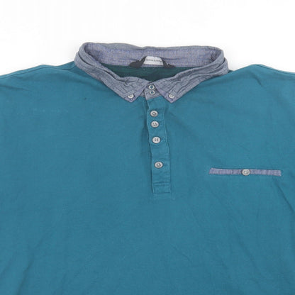 Cedar Wood State Mens Blue  Cotton  Polo Size 20.5 Collared Button