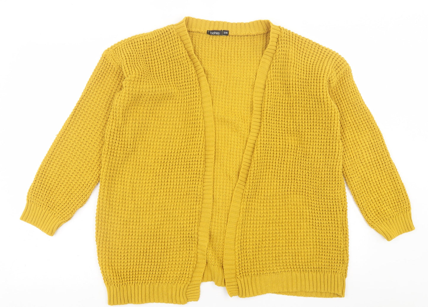 Boohoo Womens Yellow V-Neck  Acrylic Cardigan Jumper Size S
