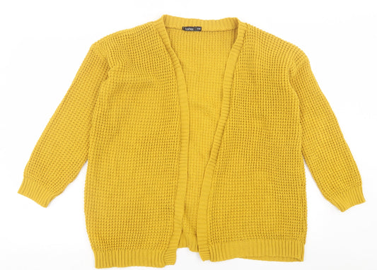 Boohoo Womens Yellow V-Neck  Acrylic Cardigan Jumper Size S