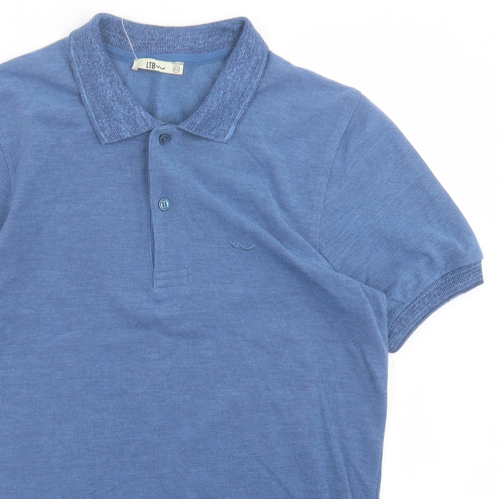 LTB Mens Blue  Cotton  Polo Size XS Collared Button