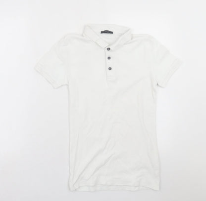 New Look Mens White  Cotton  Polo Size XS Collared Button