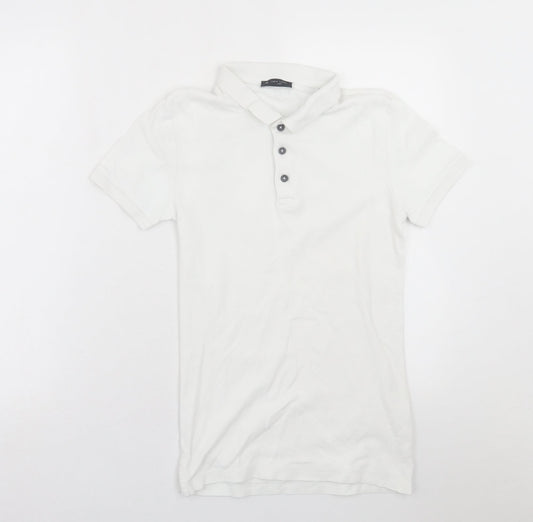 New Look Mens White  Cotton  Polo Size XS Collared Button