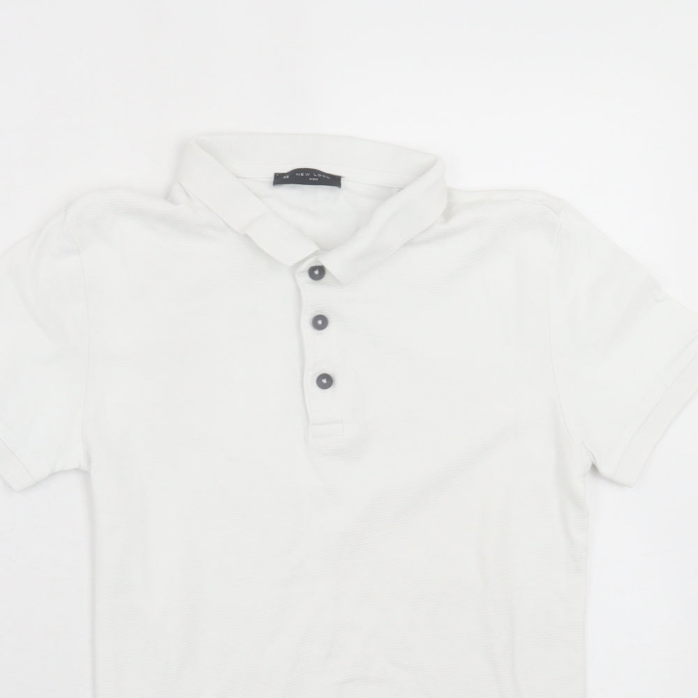 New Look Mens White  Cotton  Polo Size XS Collared Button