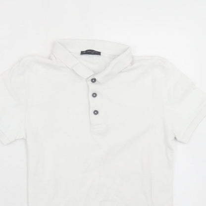New Look Mens White  Cotton  Polo Size XS Collared Button