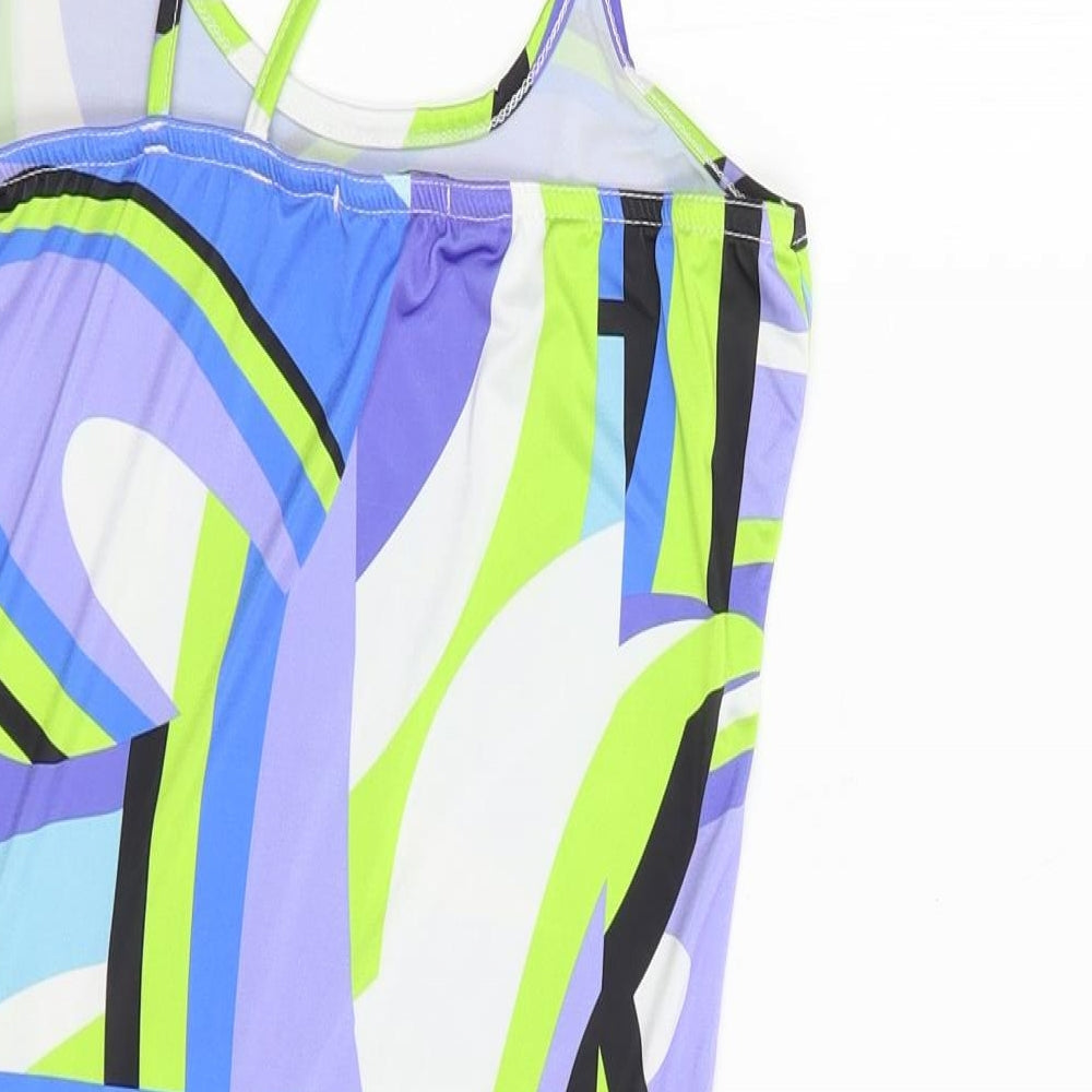 PRETTYLITTLETHING Womens Multicoloured Geometric Polyester Mini  Size 6  Scoop Neck Pullover