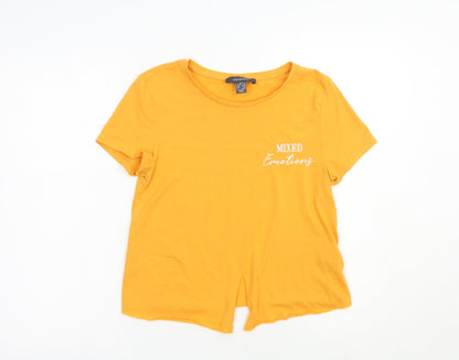 Primark Womens Yellow  Polyester Cropped T-Shirt Size XS Crew Neck - Mixed Emotions