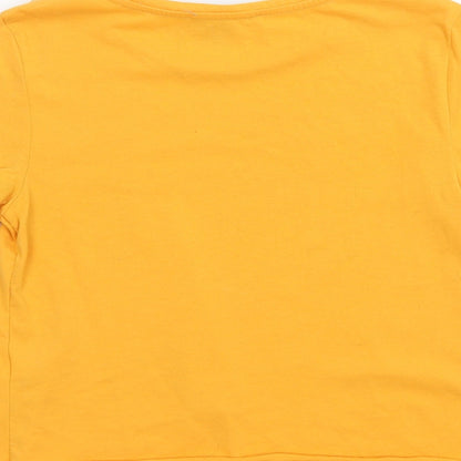 Primark Womens Yellow  Polyester Cropped T-Shirt Size XS Crew Neck - Mixed Emotions