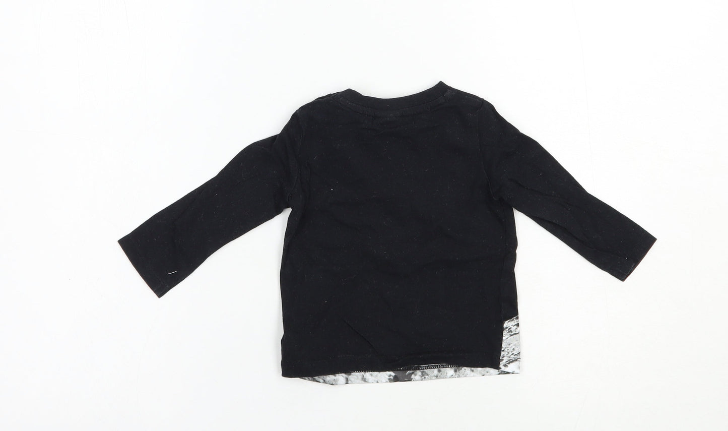 F&F Baby Black  Cotton Pullover T-Shirt Size 6-9 Months Crew Neck Snap - Mickey Mouse