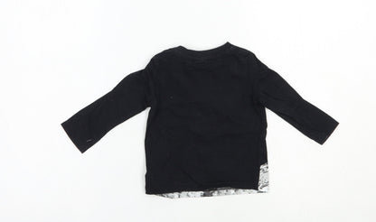F&F Baby Black  Cotton Pullover T-Shirt Size 6-9 Months Crew Neck Snap - Mickey Mouse