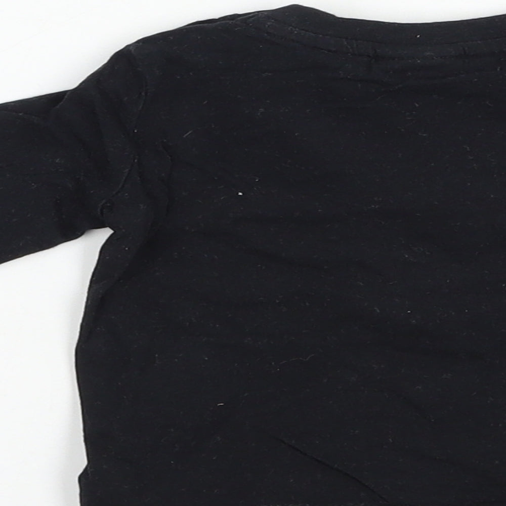 F&F Baby Black  Cotton Pullover T-Shirt Size 6-9 Months Crew Neck Snap - Mickey Mouse