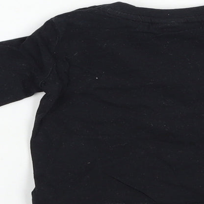 F&F Baby Black  Cotton Pullover T-Shirt Size 6-9 Months Crew Neck Snap - Mickey Mouse