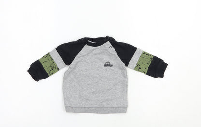 F&F Baby Grey Colourblock Cotton Pullover Jumper Size 3-6 Months  Snap