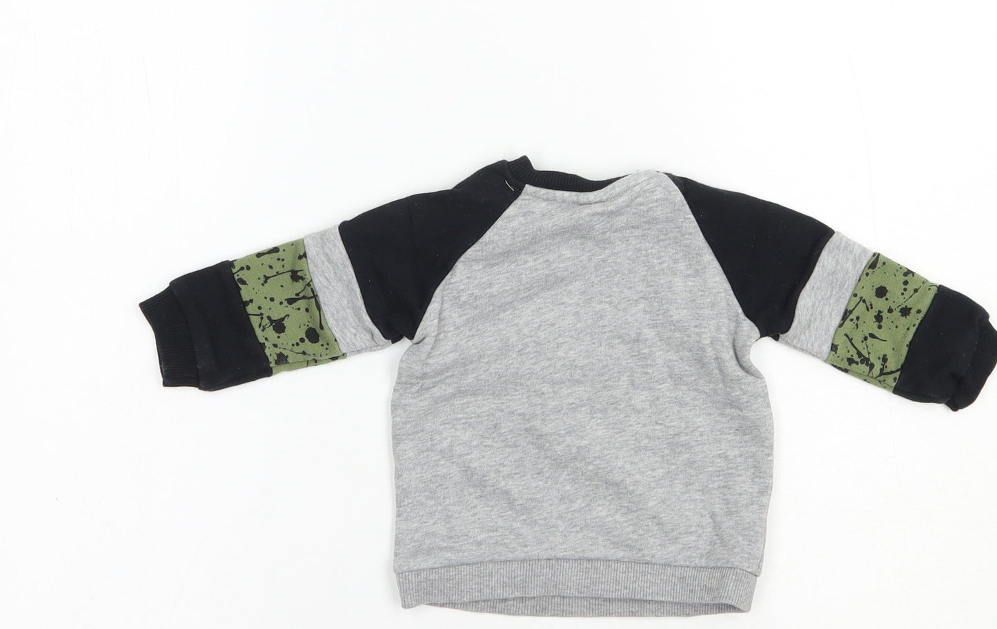 F&F Baby Grey Colourblock Cotton Pullover Jumper Size 3-6 Months  Snap