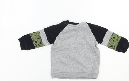 F&F Baby Grey Colourblock Cotton Pullover Jumper Size 3-6 Months  Snap