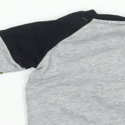F&F Baby Grey Colourblock Cotton Pullover Jumper Size 3-6 Months  Snap